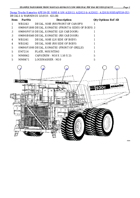 Protected: AFE59-GU 930E-4 S/N A32013, A32023 & A32032 – A32035 HSE Partsbook