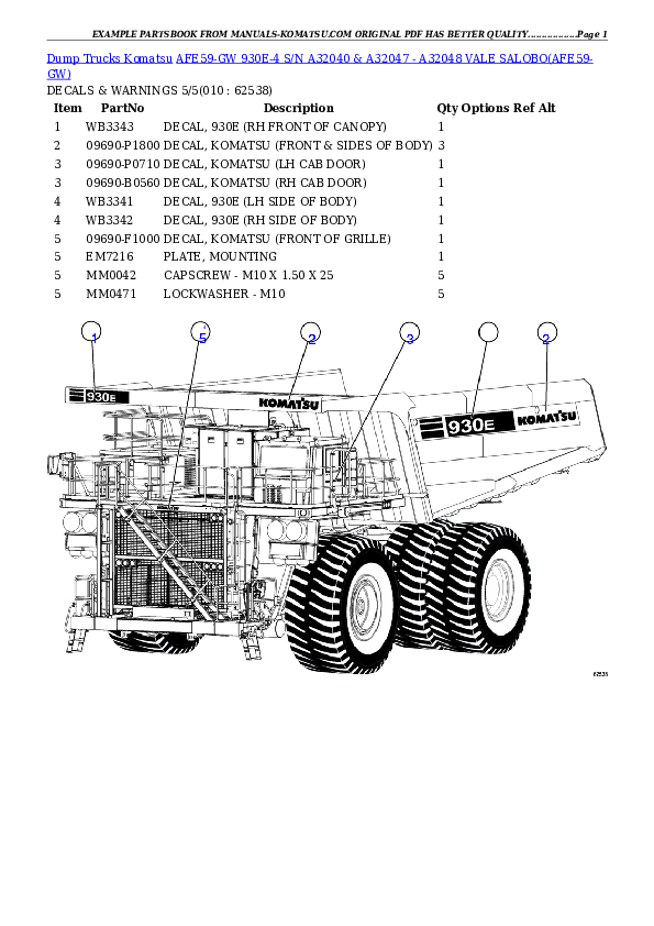 Protected: AFE59-GW 930E-4 S/N A32040 & A32047 – A32048  VALE SALOBO Partsbook