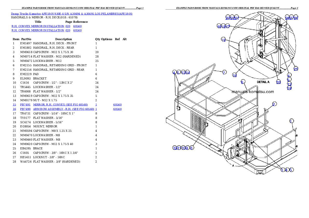 Protected: AFE59-H 930E-4 S/N A30494 & A30495     LOS PELAMBRES Partsbook