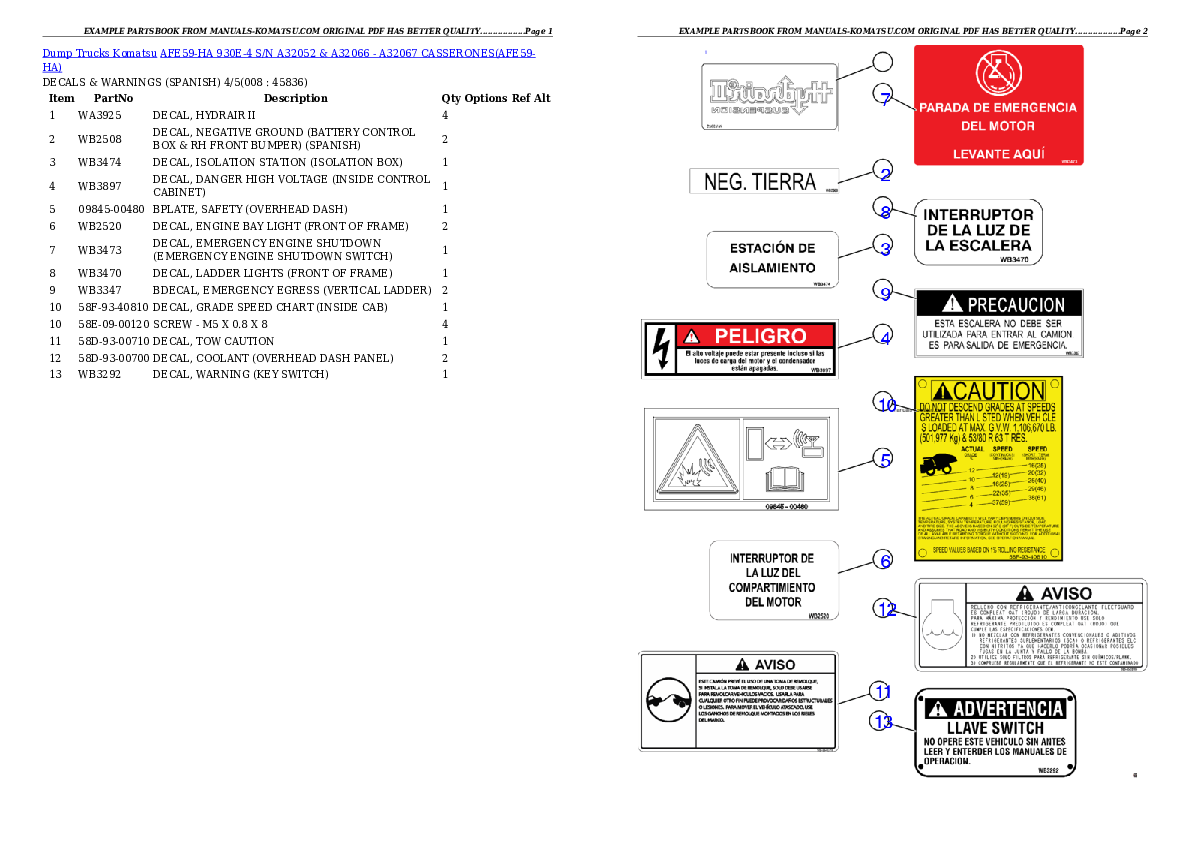 Protected: AFE59-HA 930E-4 S/N A32052 & A32066 – A32067 CASSERONES Partsbook