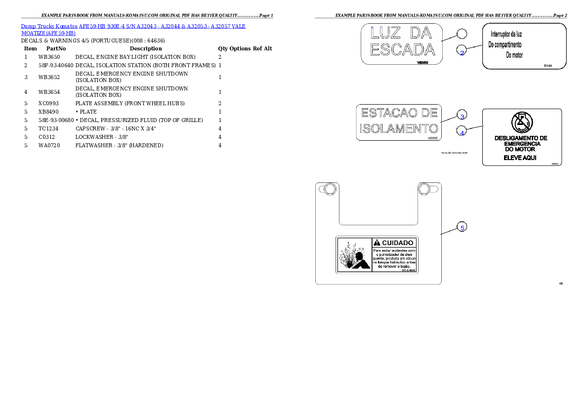 Protected: AFE59-HB 930E-4 S/N A32043 – A32044 & A32053 – A32057  VALE MOATIZE Partsbook