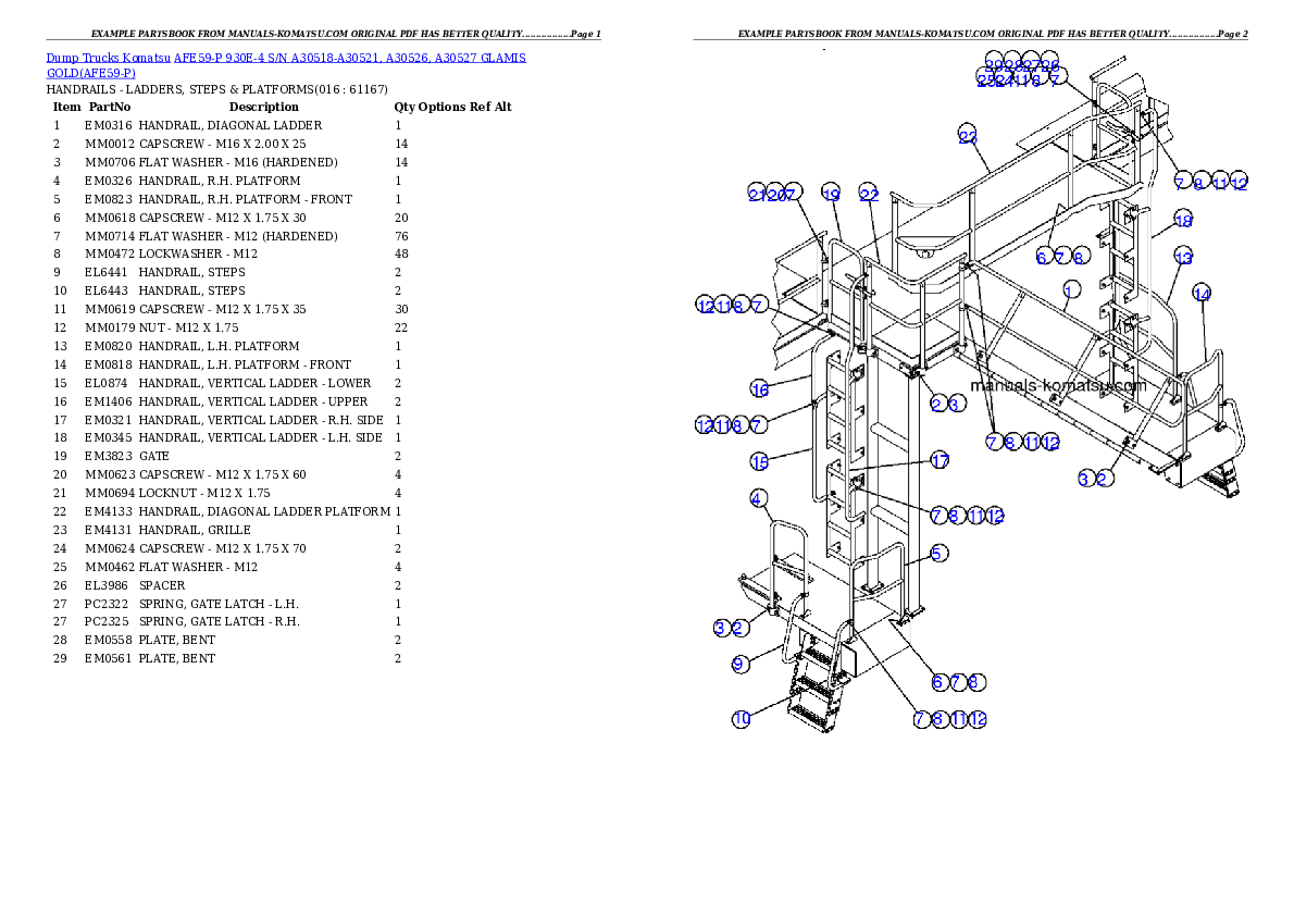 Protected: AFE59-P 930E-4 S/N A30518-A30521, A30526, A30527    GLAMIS GOLD Partsbook