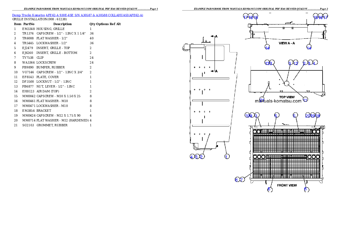 Protected: AFE62-A 930E-4SE S/N A30587 & A30588    COLLAHUASI Partsbook