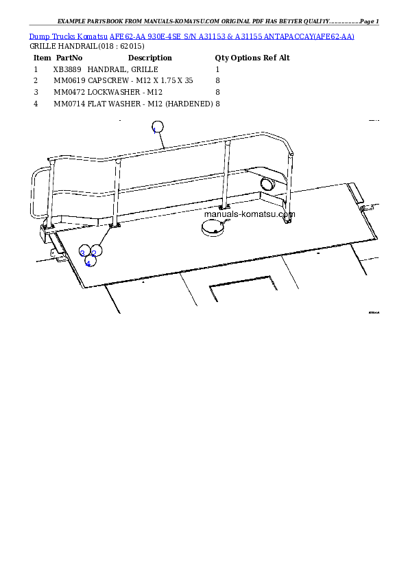 Protected: AFE62-AA 930E-4SE S/N A31153 & A31155    ANTAPACCAY Partsbook