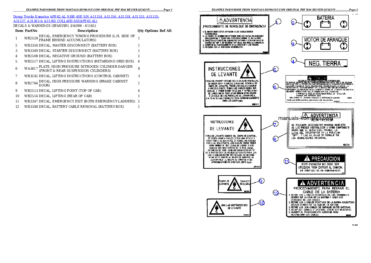 Protected: AFE62-AL 930E-4SE S/N A31314, A31316, A31318, A31333, A31335, A31337, A31363 & A31365 COLLAHUASI Partsbook