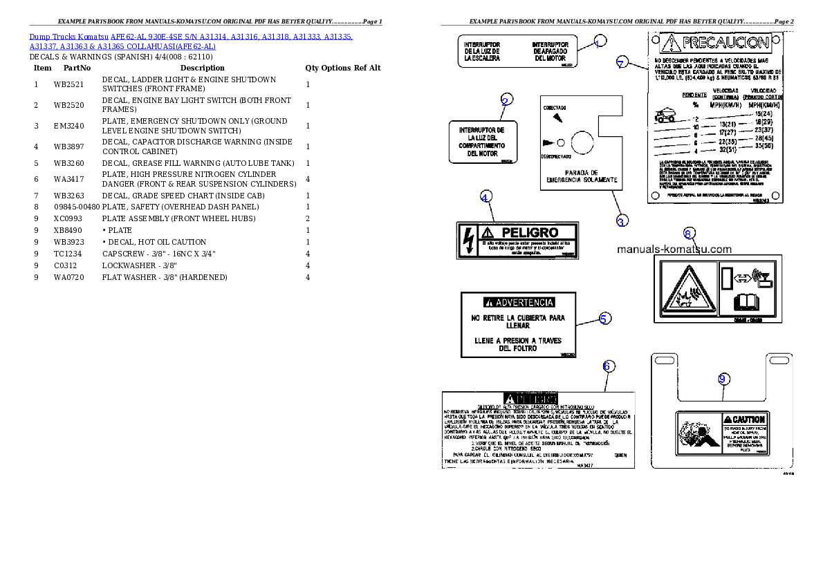 Protected: AFE62-AL 930E-4SE S/N A31314, A31316, A31318, A31333, A31335, A31337, A31363 & A31365 COLLAHUASI Partsbook