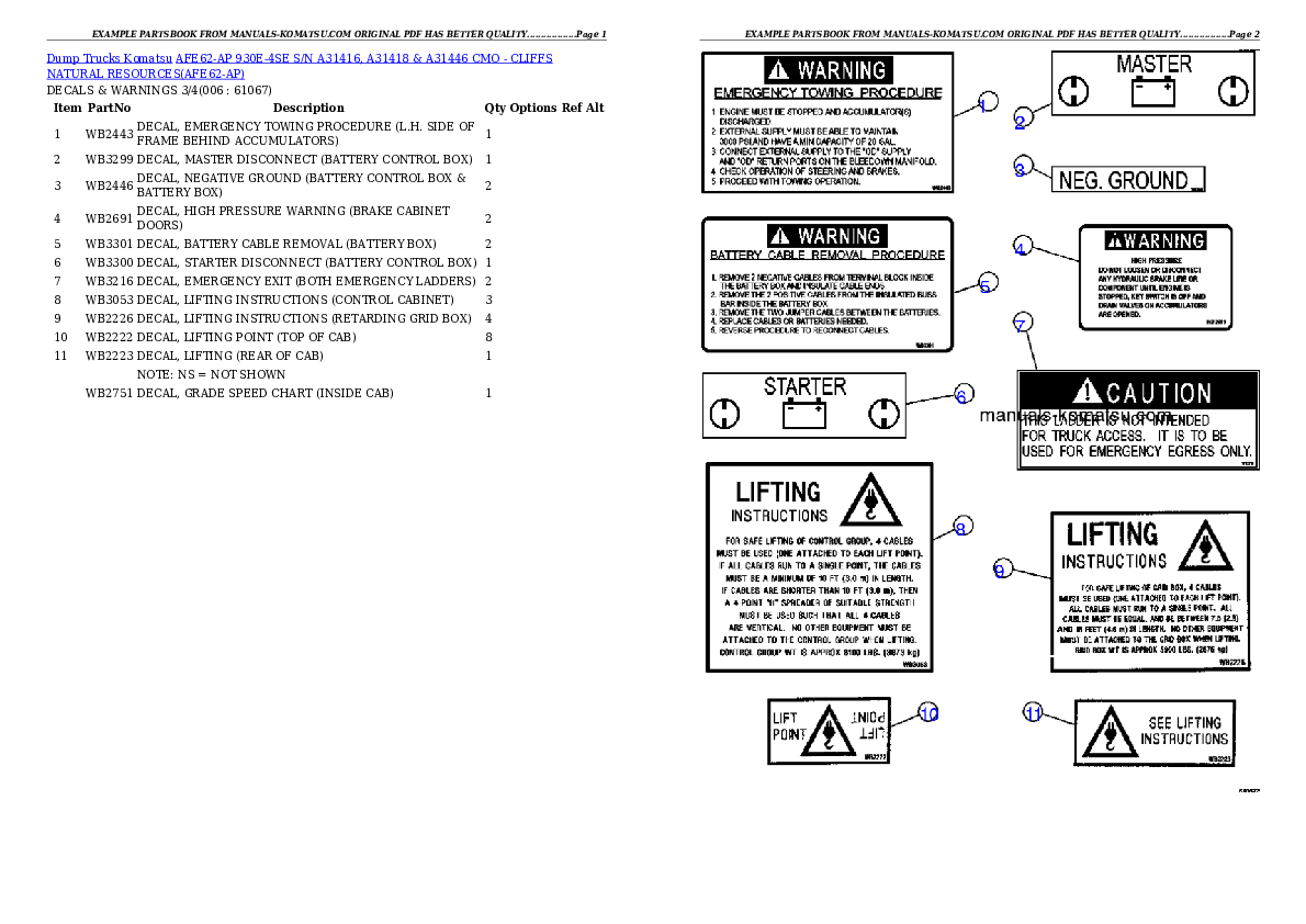 Protected: AFE62-AP 930E-4SE S/N A31416, A31418 & A31446  CMO – CLIFF NATURAL RESOURCES Partsbook