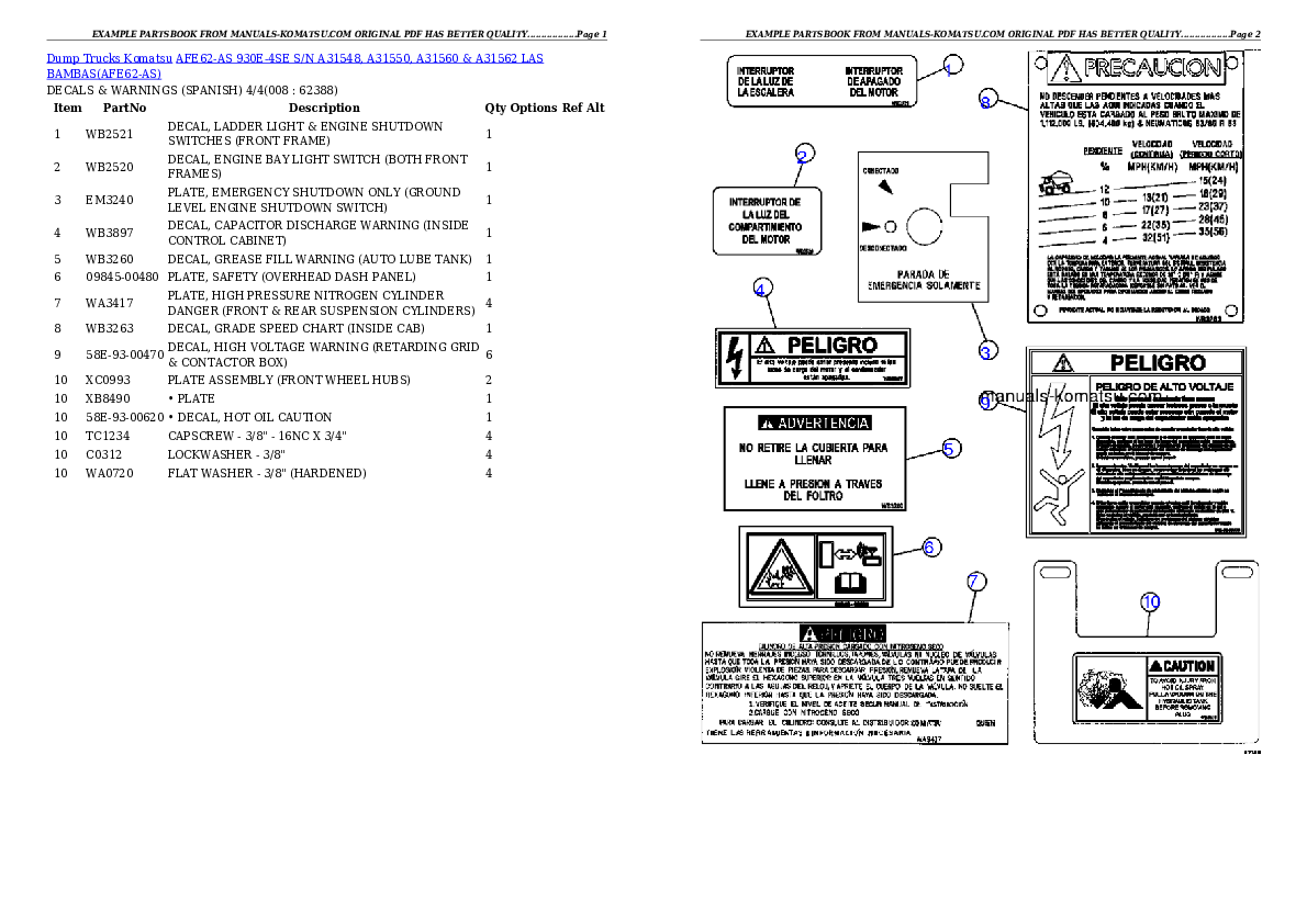Protected: AFE62-AS 930E-4SE S/N A31548, A31550, A31560 & A31562  LAS BAMBAS Partsbook