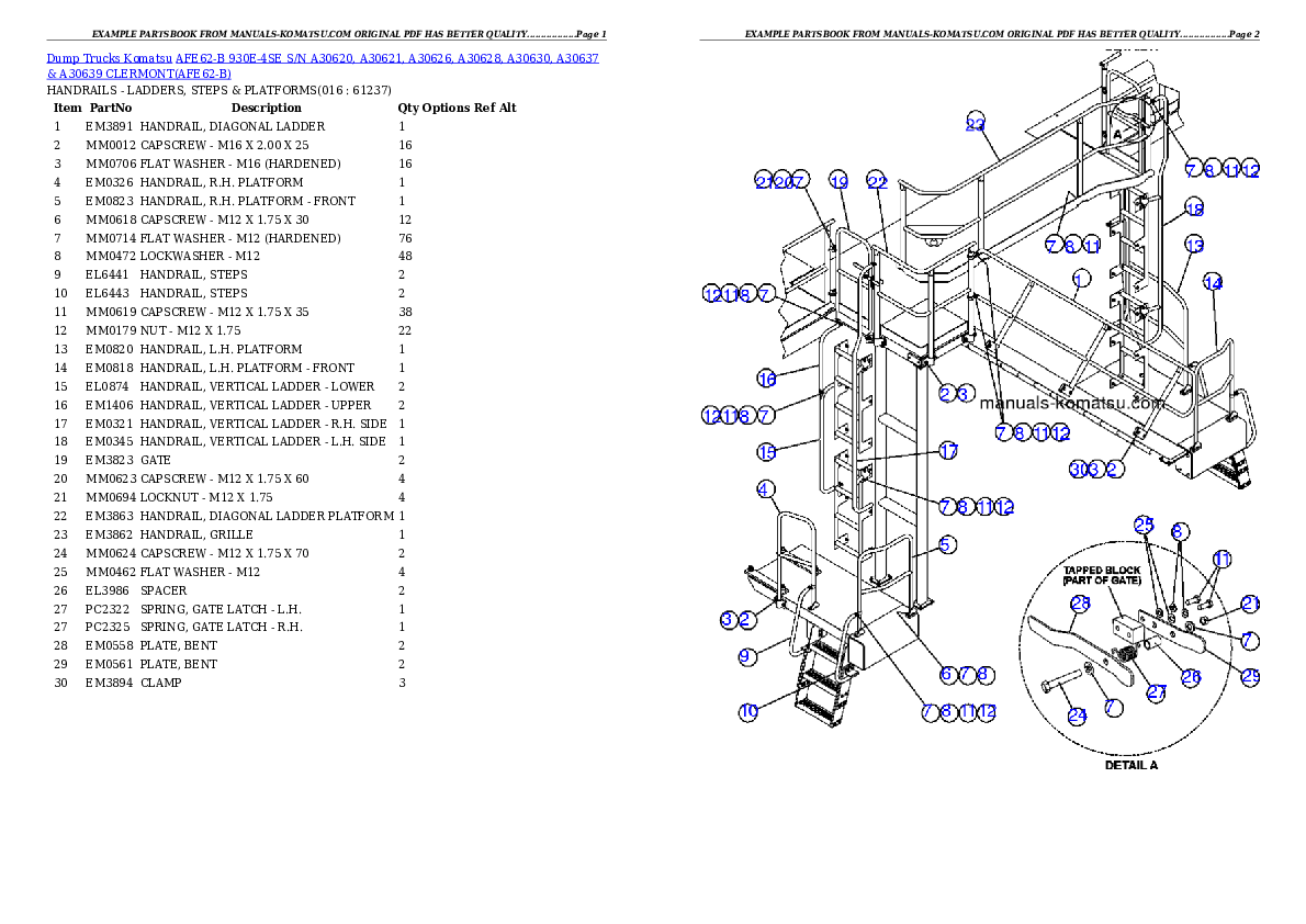 Protected: AFE62-B 930E-4SE S/N A30620, A30621, A30626, A30628, A30630, A30637 & A30639    CLERMONT Partsbook