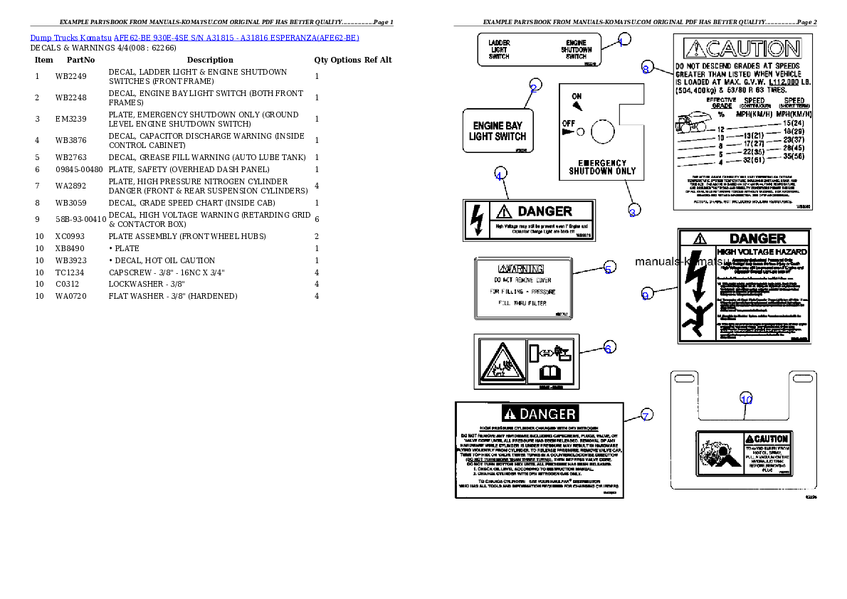 Protected: AFE62-BE 930E-4SE S/N A31815 – A31816  ESPERANZA Partsbook