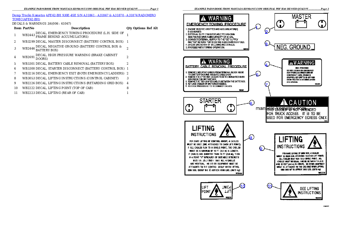 Protected: AFE62-BH 930E-4SE S/N A31861 – A31867 & A31870 – A31874  RADOMIRO TOMIC Partsbook