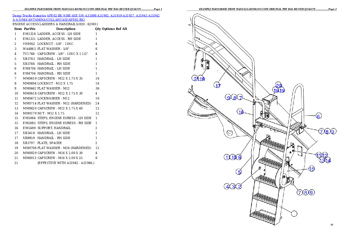 Protected: AFE62-BK 930E-4SE S/N A31898-A31902, A31919-A31927, A31941-A31942 & A31946  ANTAMINA/COLLAHUASI Partsbook