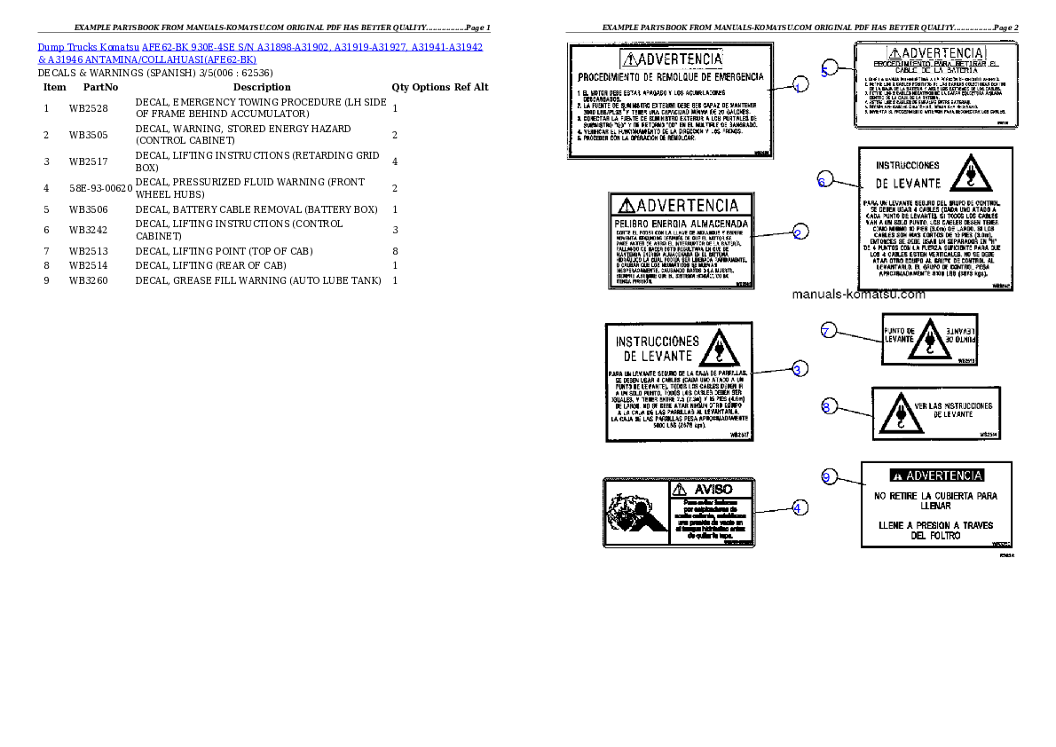 Protected: AFE62-BK 930E-4SE S/N A31898-A31902, A31919-A31927, A31941-A31942 & A31946  ANTAMINA/COLLAHUASI Partsbook
