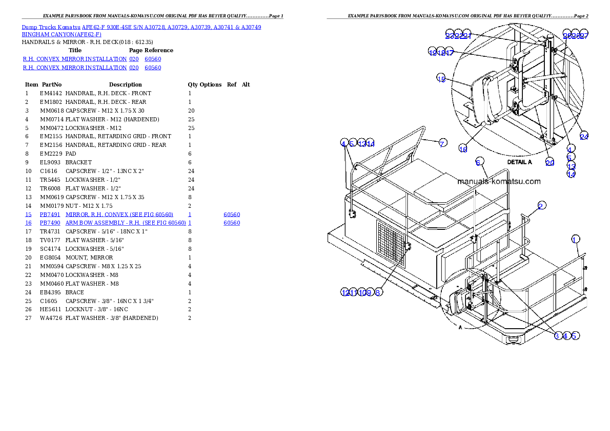 Protected: AFE62-F 930E-4SE S/N A30728, A30729, A30739, A30741 & A30749     BINGHAM CANYON Partsbook
