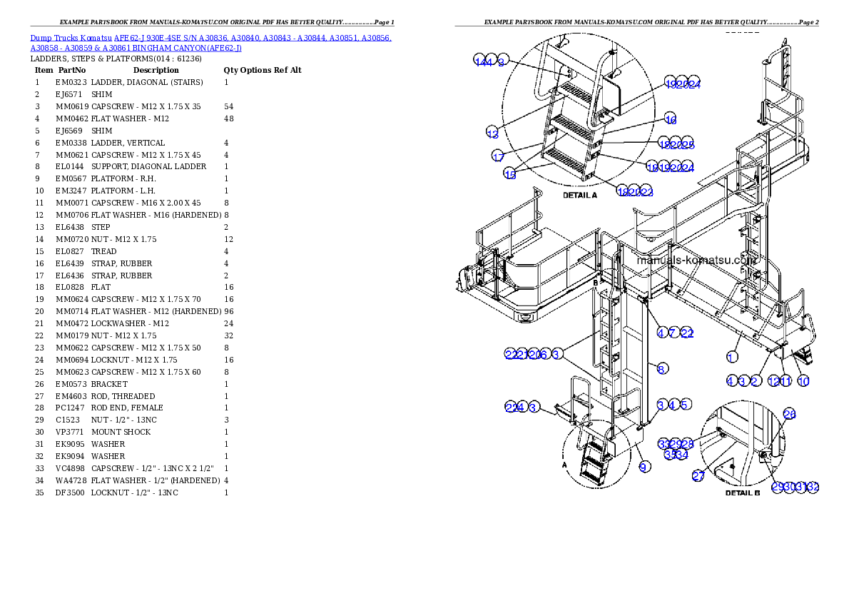 Protected: AFE62-J 930E-4SE S/N A30836, A30840, A30843 – A30844, A30851, A30856, A30858 – A30859 & A30861  BINGHAM CANYON Partsbook