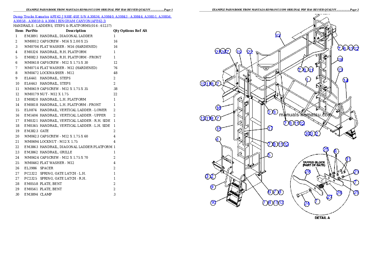 Protected: AFE62-J 930E-4SE S/N A30836, A30840, A30843 – A30844, A30851, A30856, A30858 – A30859 & A30861  BINGHAM CANYON Partsbook