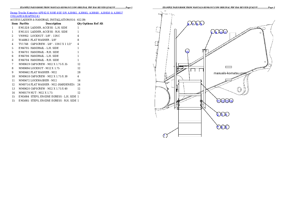 Protected: AFE62-K 930E-4SE S/N A30841, A30845, A30848 – A30850 & A30857     COLLAHUASI Partsbook