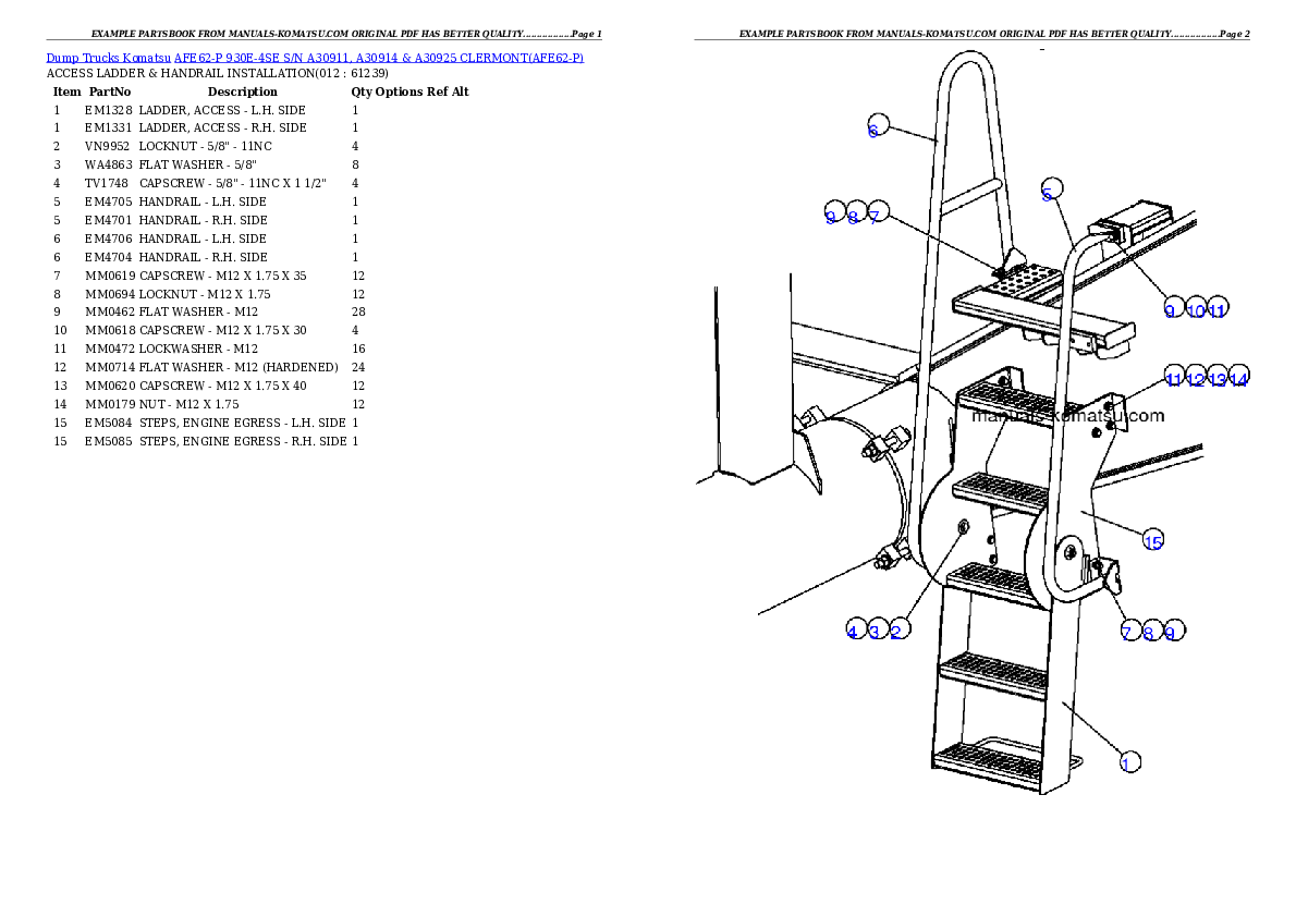 Protected: AFE62-P 930E-4SE S/N A30911, A30914 & A30925       CLERMONT Partsbook