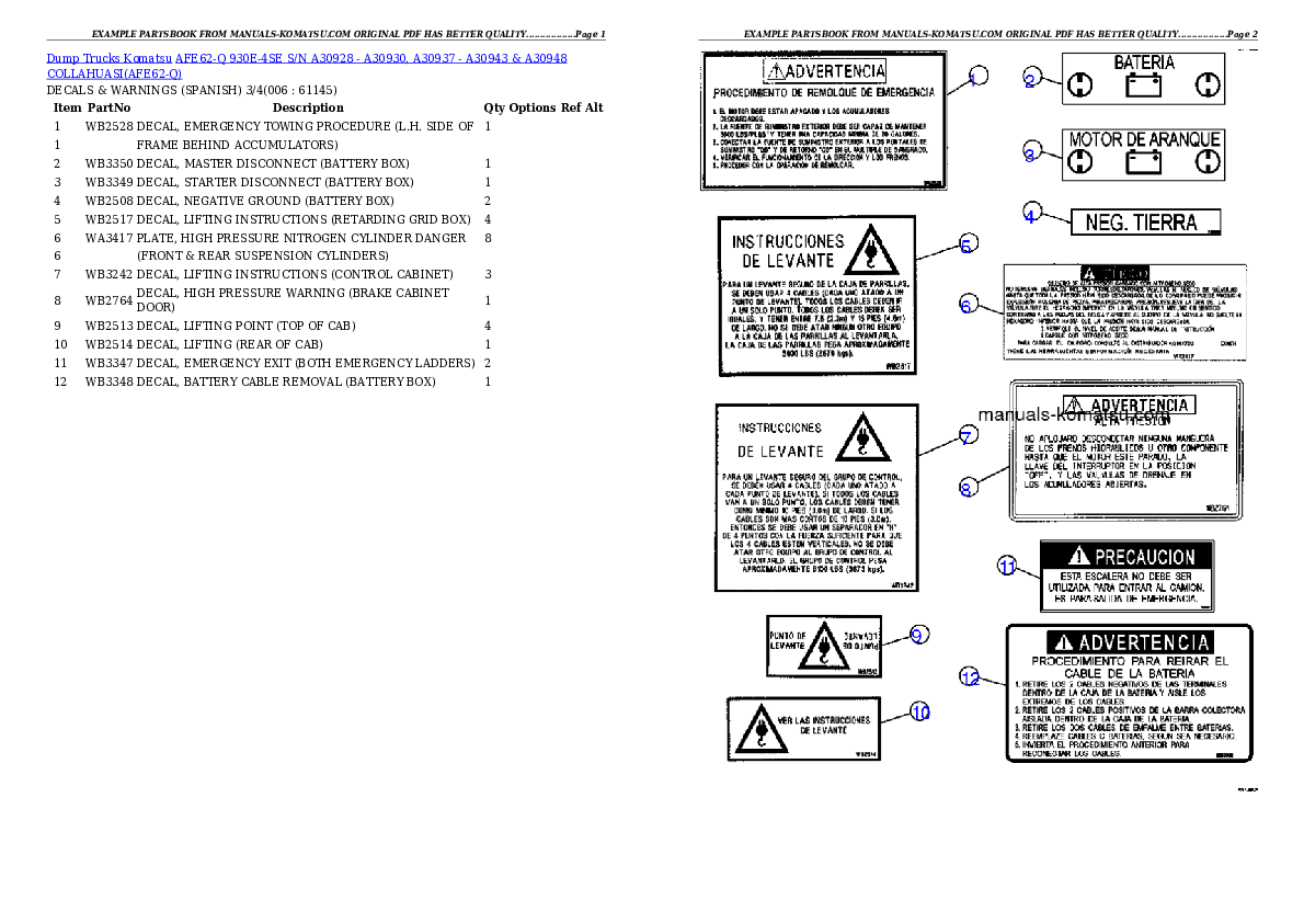 Protected: AFE62-Q 930E-4SE S/N A30928 – A30930, A30937 – A30943 & A30948    COLLAHUASI Partsbook