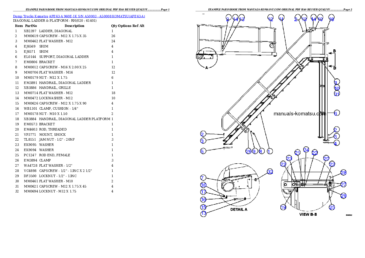 Protected: AFE63-A 960E-1K S/N A50003 – A50008   KOMATSU Partsbook