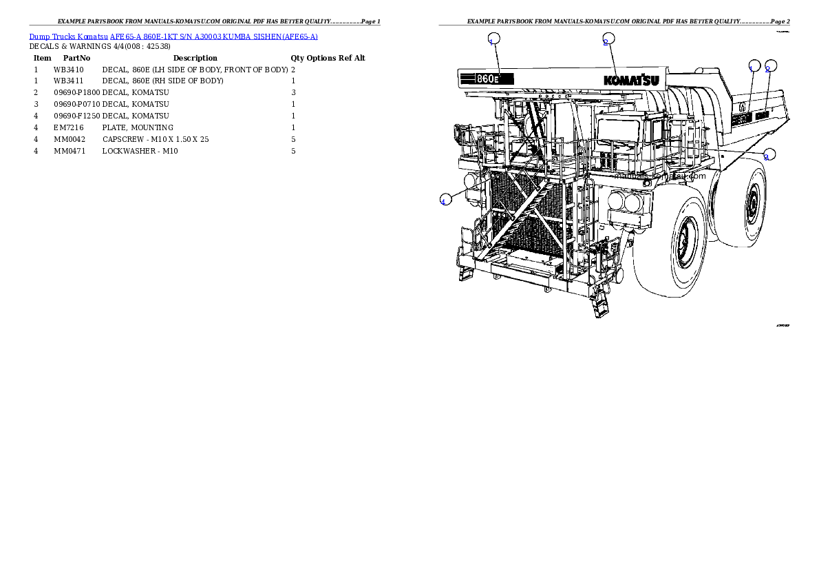 Protected: AFE65-A 860E-1KT S/N A30003  KUMBA SISHEN Partsbook