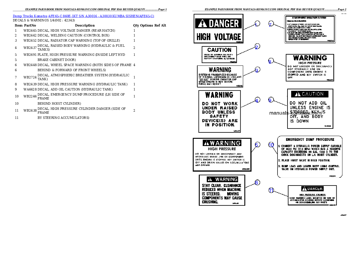 AFE65-C 860E-1KT S/N A30016 - A30030    KUMBA SISHEN Partsbook