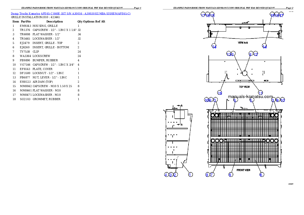 Protected: AFE65-C 860E-1KT S/N A30016 – A30030    KUMBA SISHEN Partsbook