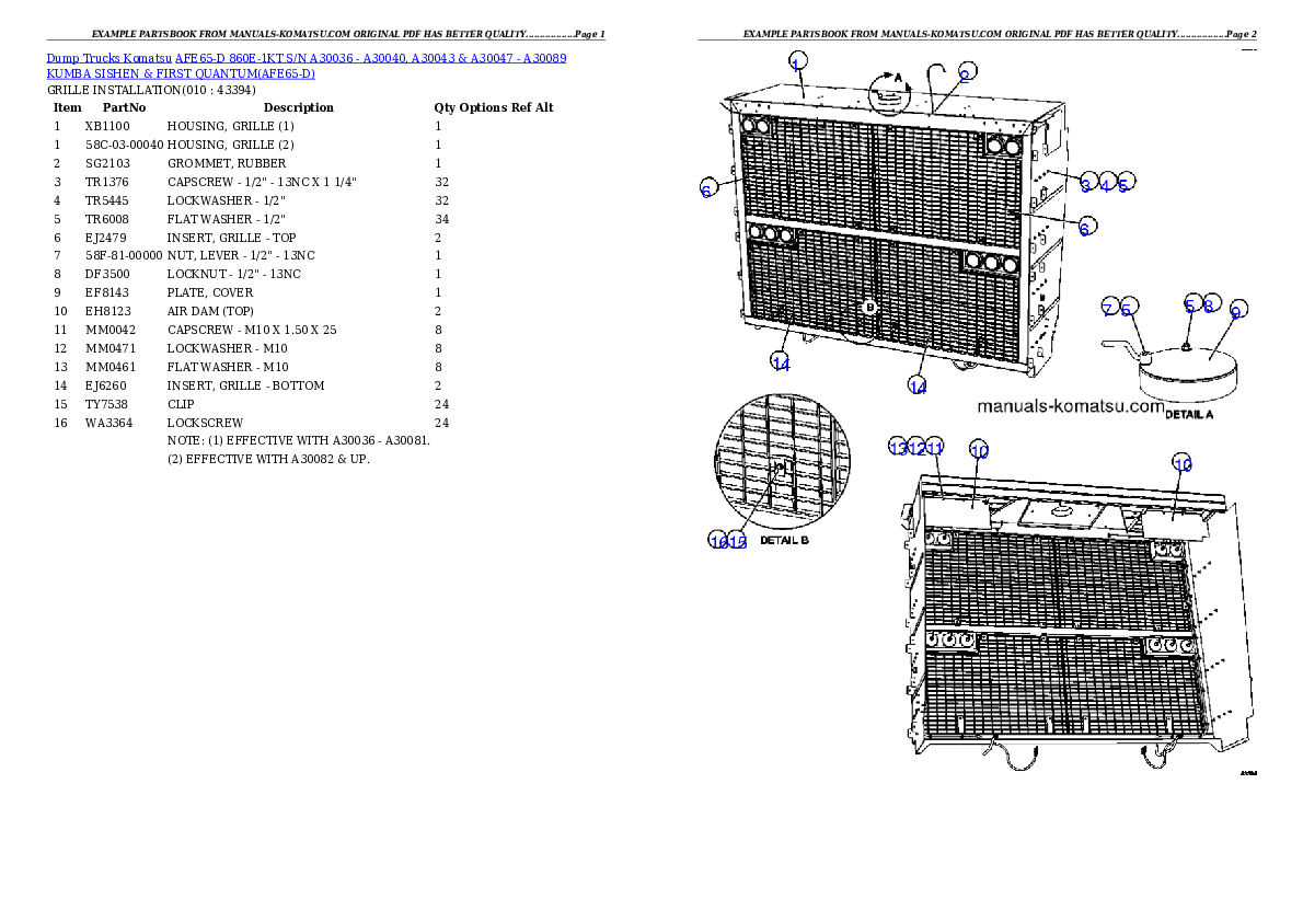 Protected: AFE65-D 860E-1KT S/N A30036 – A30040, A30043 & A30047 – A30071  KUMBA SISHEN & QUANTUM Partsbook