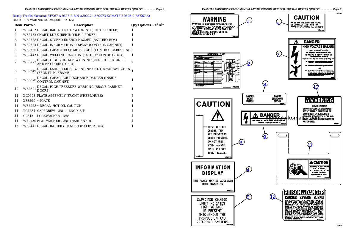 AFE67-A 960E-2 S/N A30027 - A30069  HAIL CREEK / ESCONDIDA Partsbook