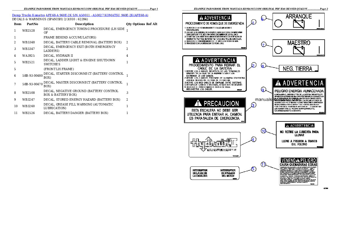 Protected: AFE68-A 960E-2K S/N A50011 – A50027 KOMATSU 960E-2K Partsbook