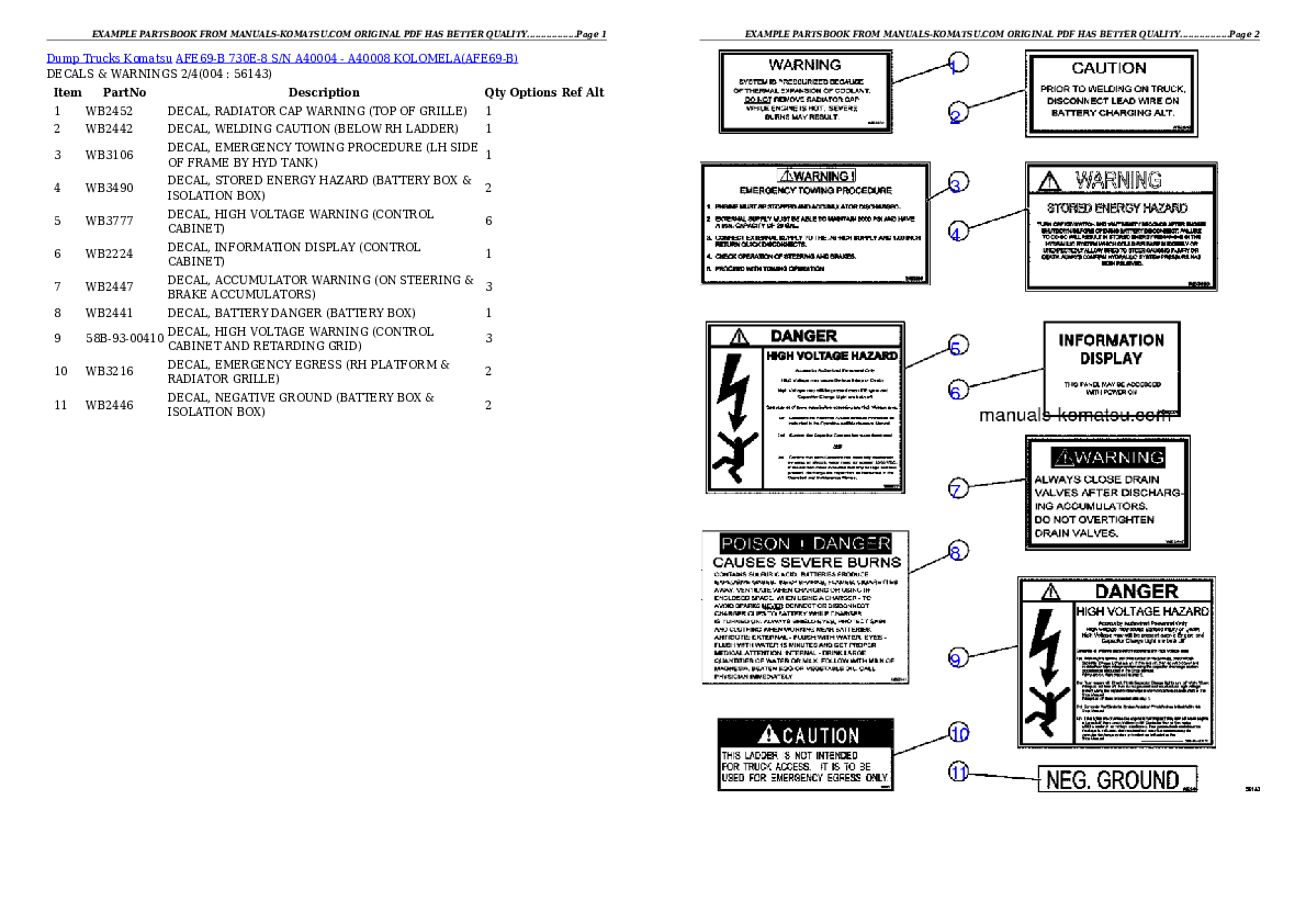 AFE69-B 730E-8 S/N A40004 - A40008  KOLOMELA Partsbook