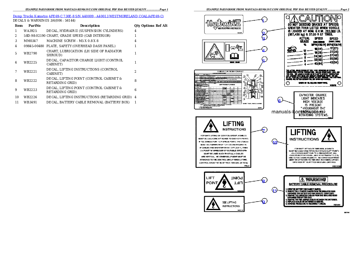 Protected: AFE69-C 730E-8 S/N A40009 – A40013  WESTMORELAND COAL Partsbook