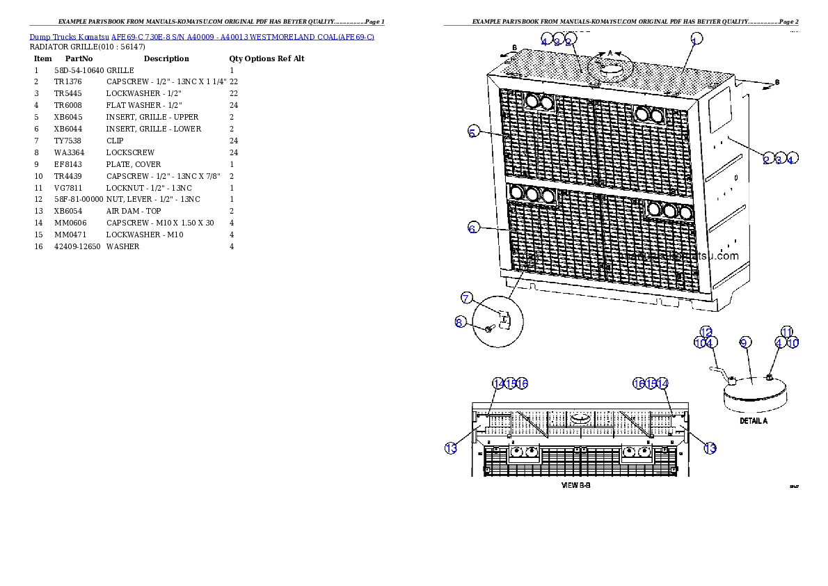 Protected: AFE69-C 730E-8 S/N A40009 – A40013  WESTMORELAND COAL Partsbook