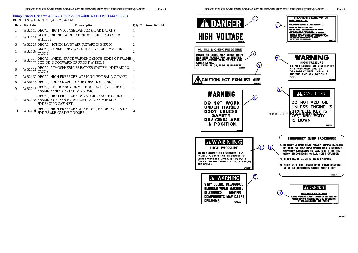 AFE69-D 730E-8 S/N A40014  KOLOMELA Partsbook