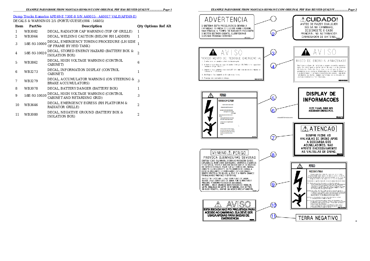 AFE69-E 730E-8 S/N A40015 - A40017  VALE Partsbook