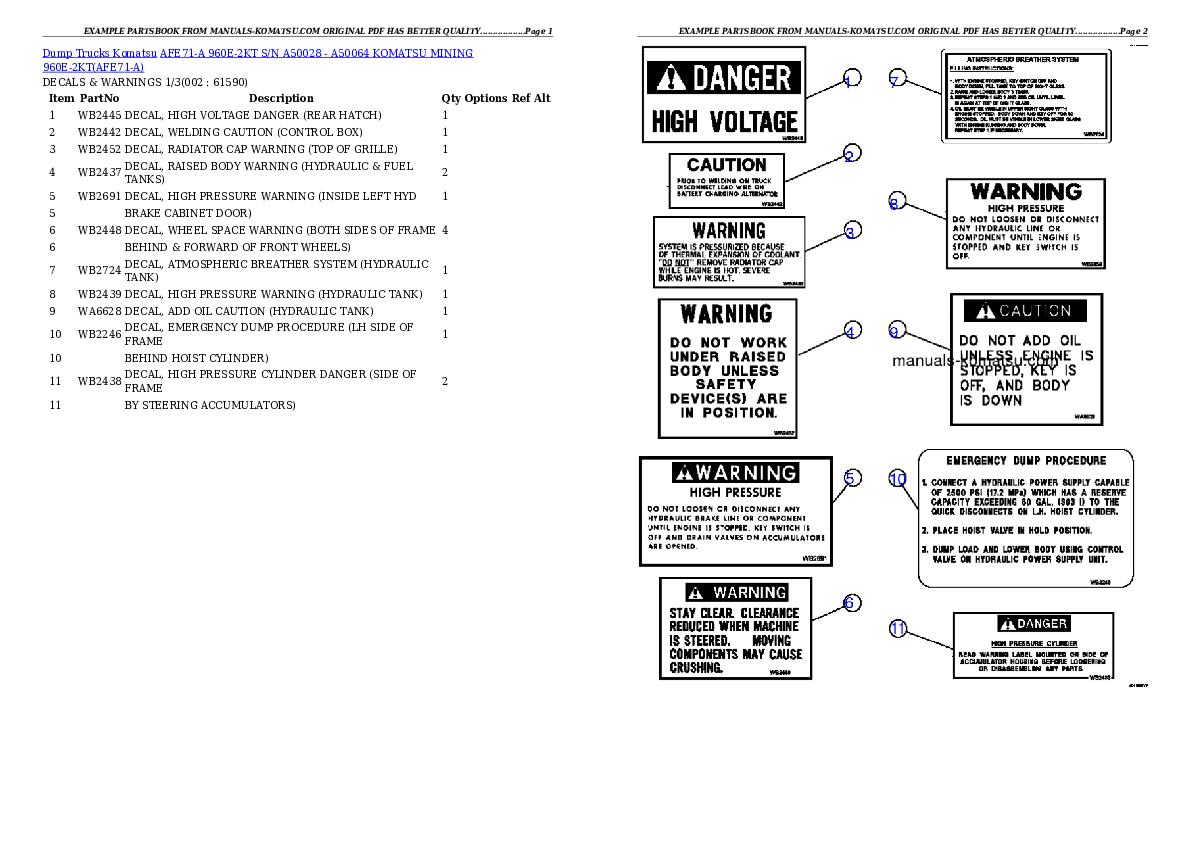 AFE71-A 960E-2KT S/N A50028 - A50064  KOMATSU MINING 960E-2KT Partsbook