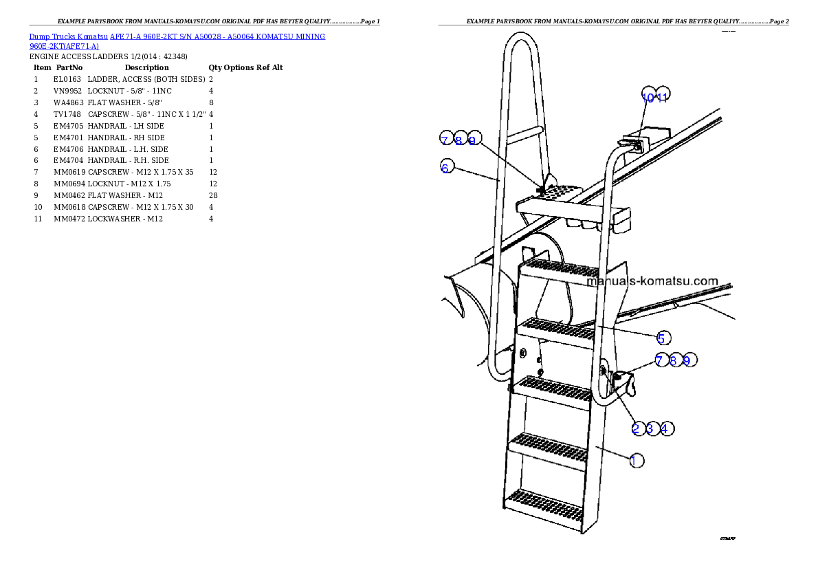 Protected: AFE71-A 960E-2KT S/N A50028 – A50064  KOMATSU MINING 960E-2KT Partsbook