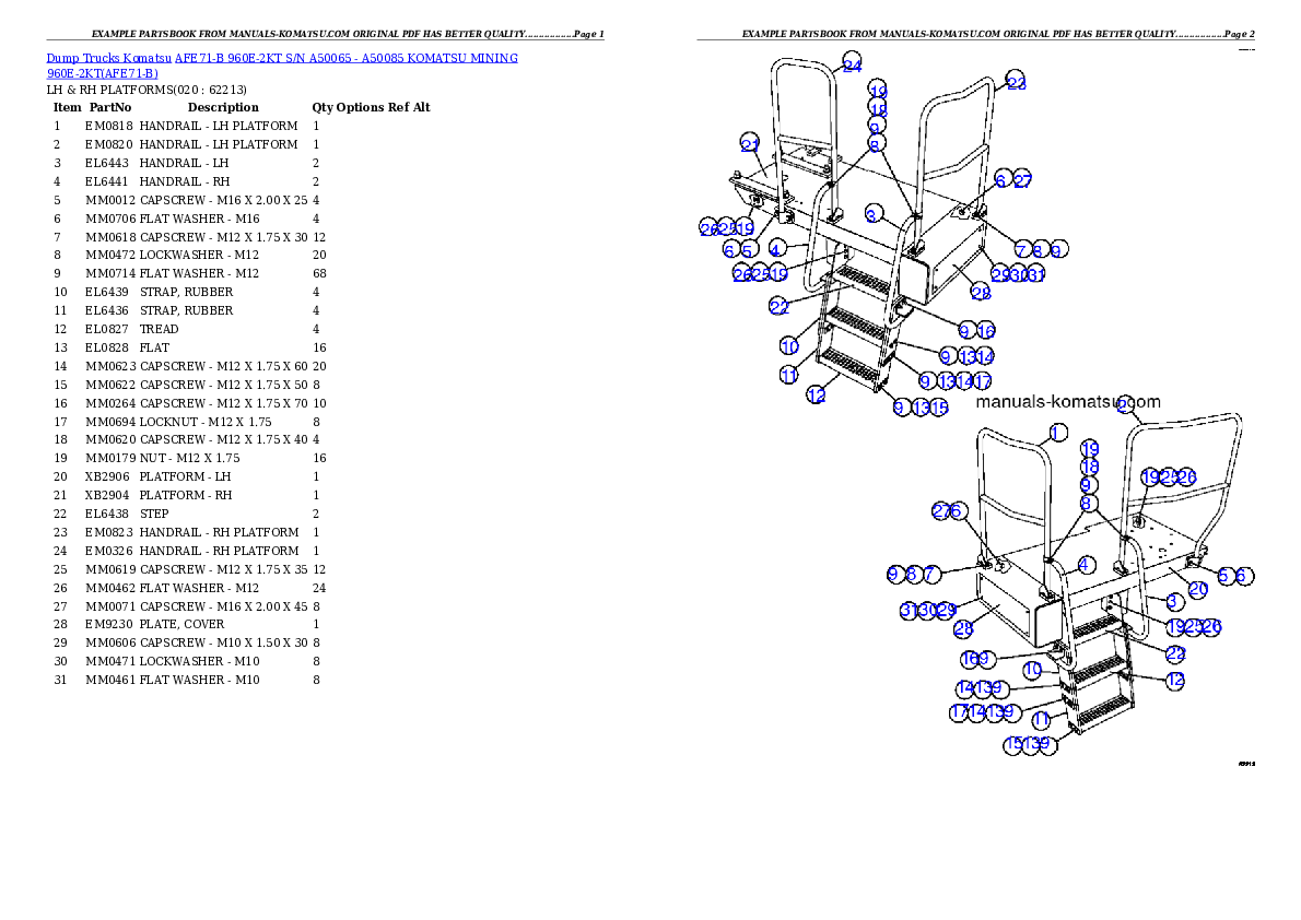 Protected: AFE71-B 960E-2KT S/N A50065 – A50085  KOMATSU MINING 960E-2KT Partsbook