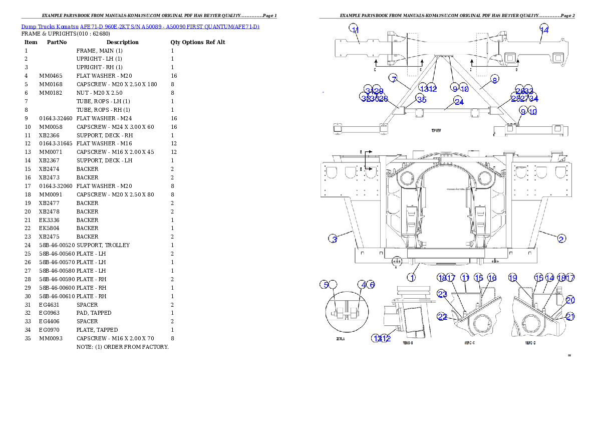 Protected: AFE71-D 960E-2KT S/N A50089 – A50090  FIRST QUANTUM Partsbook