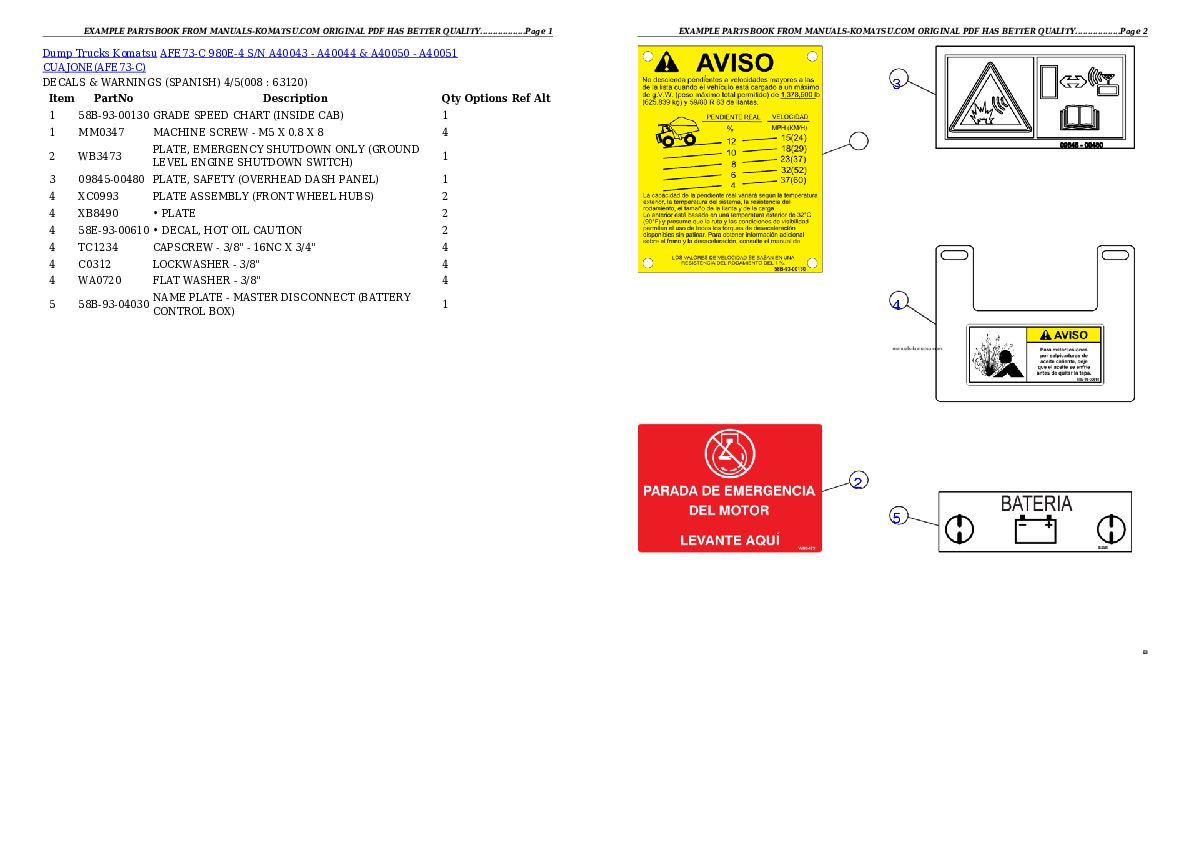 Protected: AFE73-C 980E-4 S/N A40043 – A40044 & A40050 – A40051 CUAJONE Partsbook