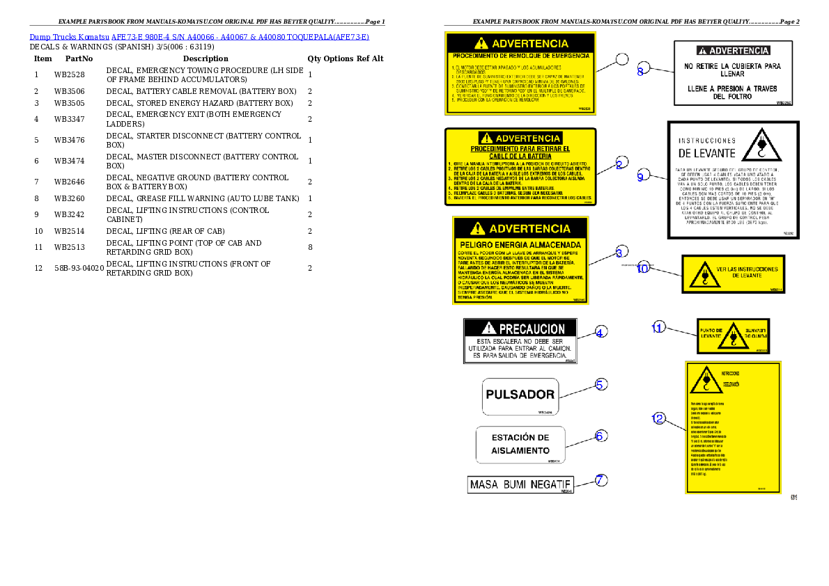 Protected: AFE73-E 980E-4 S/N A40066 – A40067 & A40080  TOQUEPALA Partsbook