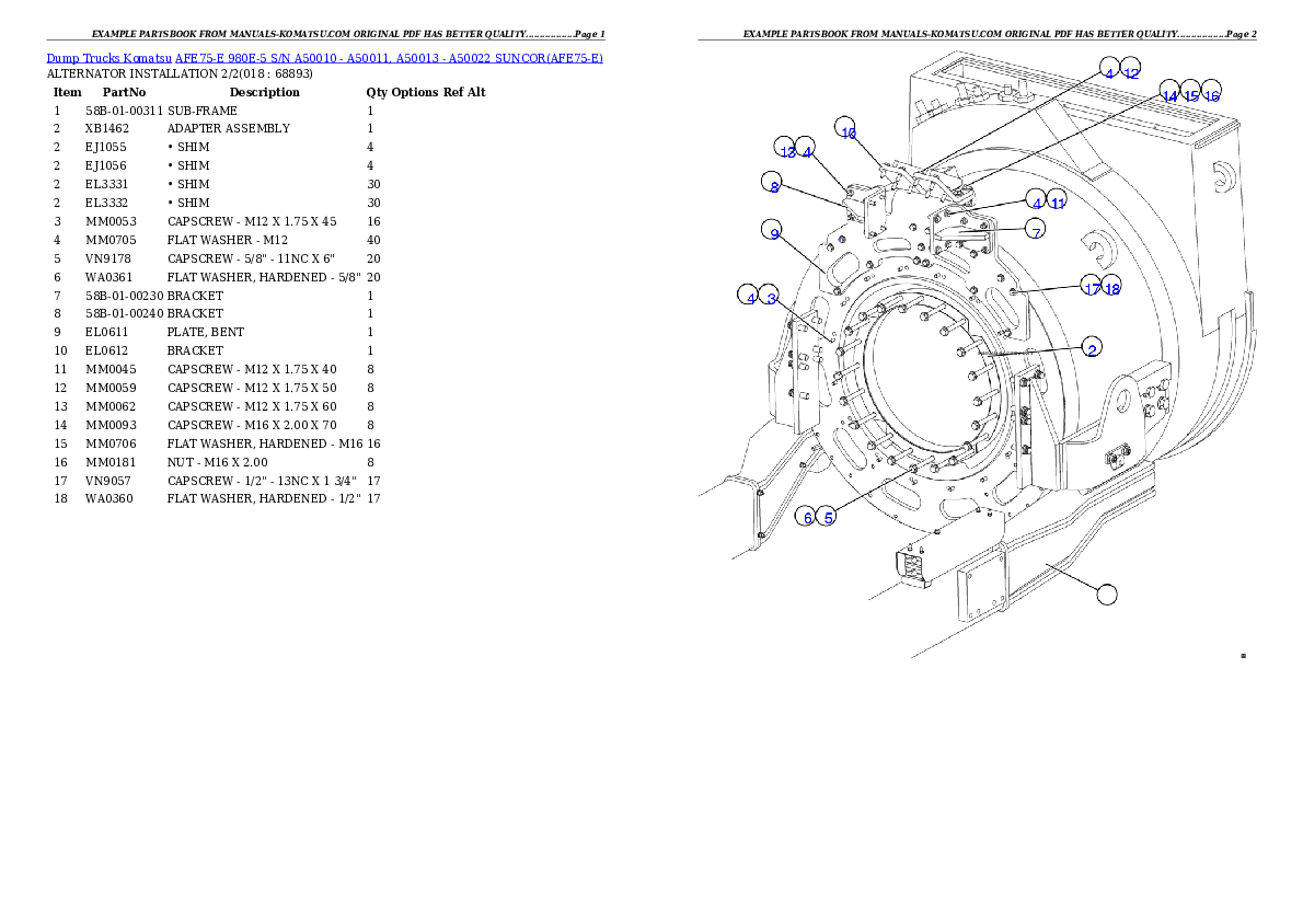 Protected: AFE75-E 980E-5 S/N A50010 – A50011, A50013 – A50022  SUNCOR Partsbook