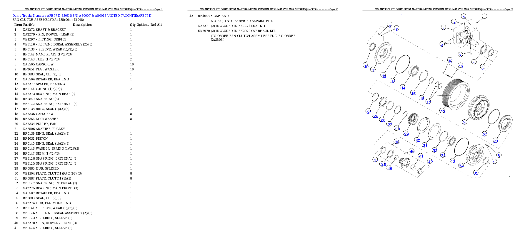 AFE77-D 830E-5 S/N A50007 & A50018  UNITED TACONITE Partsbook