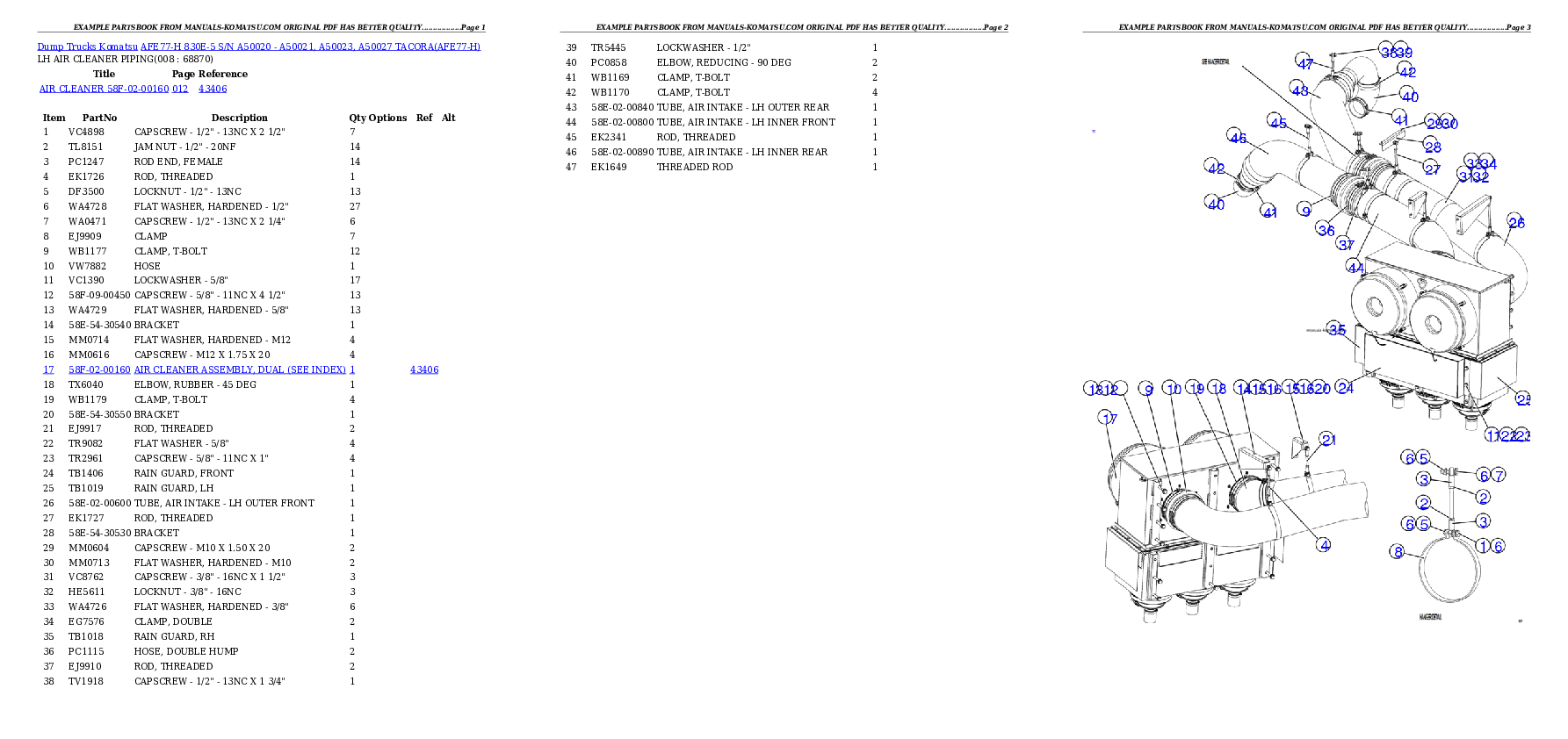 Protected: AFE77-H 830E-5 S/N A50020 – A50021, A50023, A50027 TACORA Partsbook