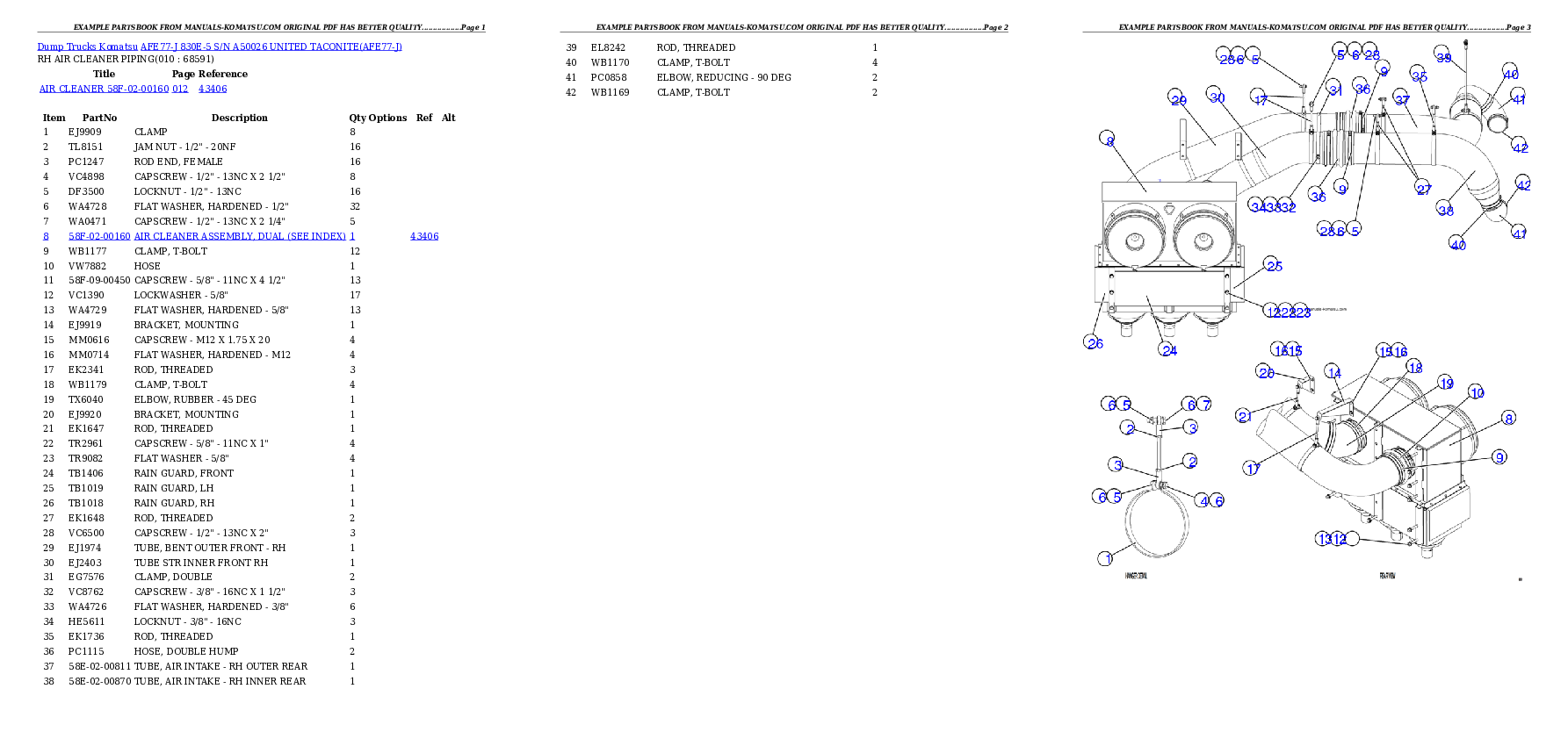 Protected: AFE77-J 830E-5 S/N A50026  UNITED TACONITE Partsbook