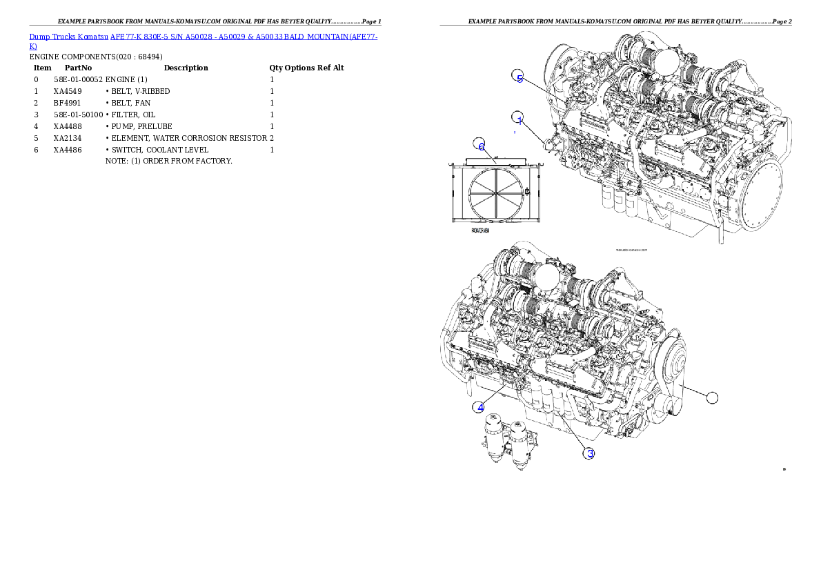 Protected: AFE77-K 830E-5 S/N A50028 – A50029 & A50033  BALD MOUNTAIN Partsbook
