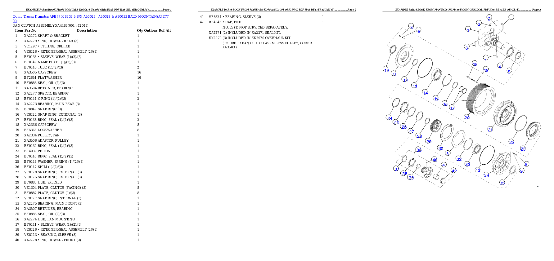 AFE77-K 830E-5 S/N A50028 - A50029 & A50033  BALD MOUNTAIN Partsbook