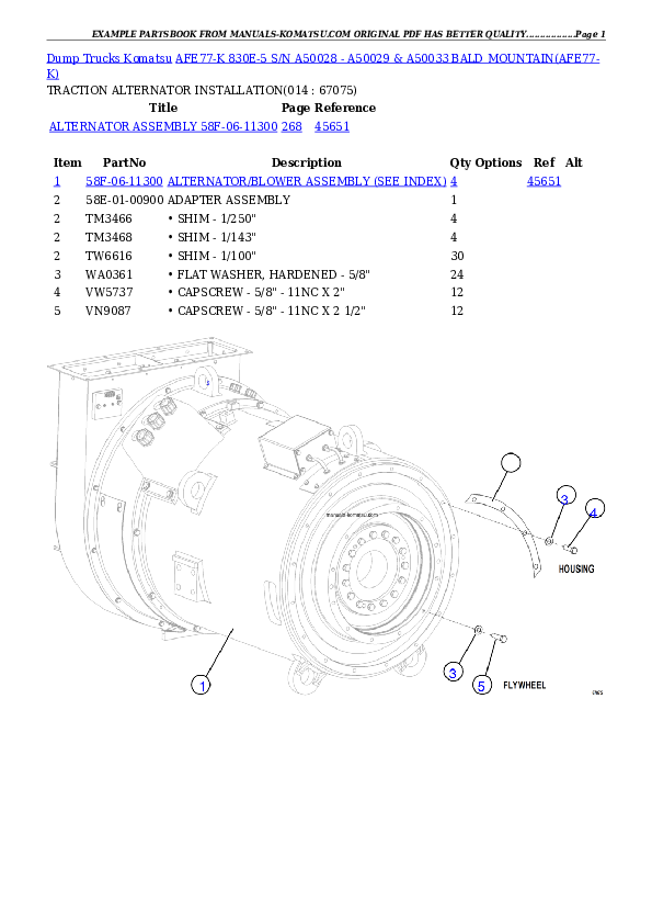 Protected: AFE77-K 830E-5 S/N A50028 – A50029 & A50033  BALD MOUNTAIN Partsbook