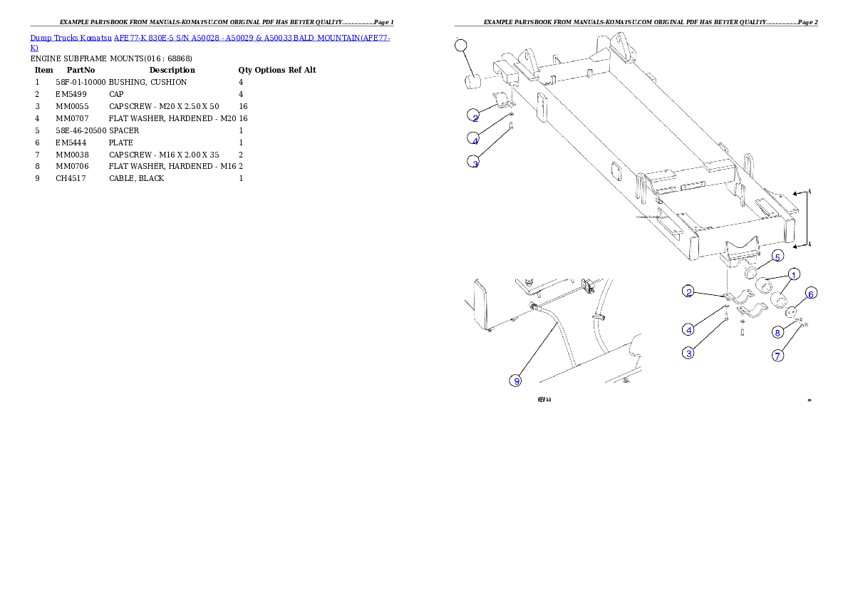 Protected: AFE77-K 830E-5 S/N A50028 – A50029 & A50033  BALD MOUNTAIN Partsbook
