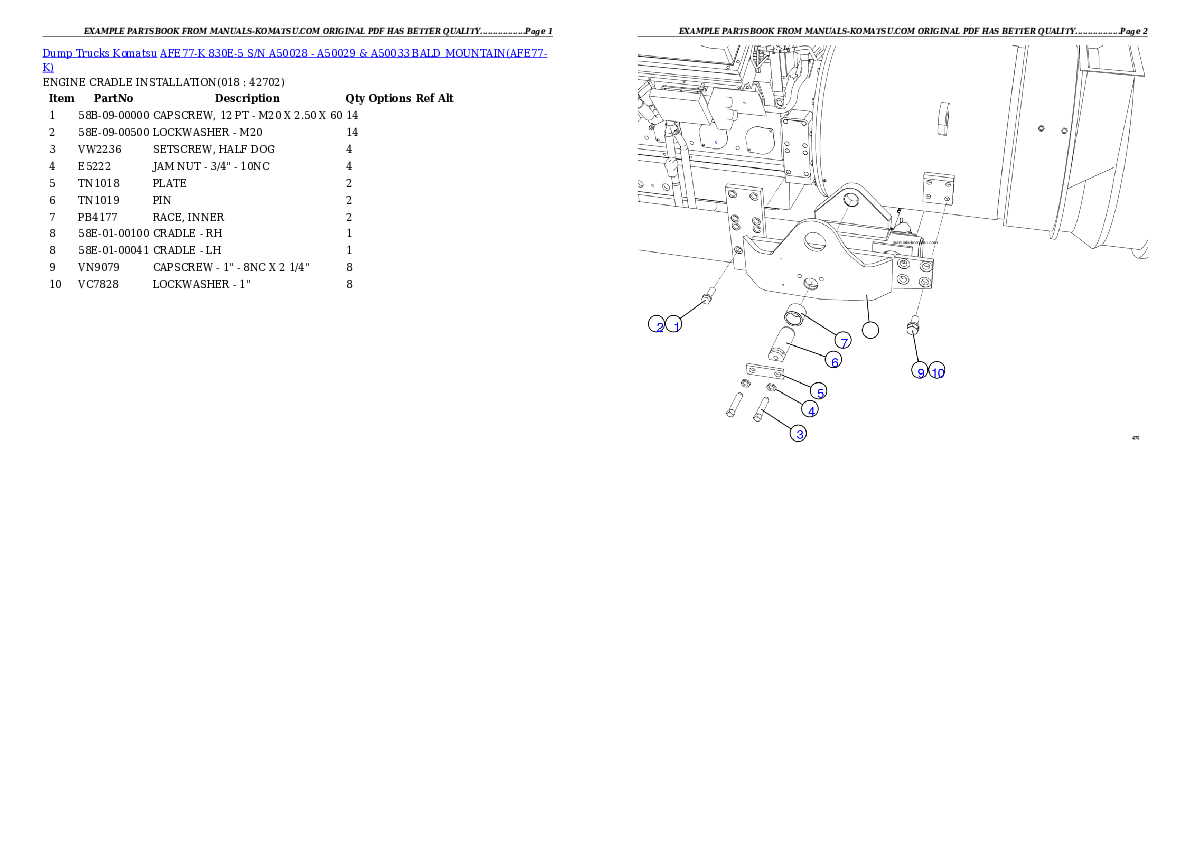 Protected: AFE77-K 830E-5 S/N A50028 – A50029 & A50033  BALD MOUNTAIN Partsbook